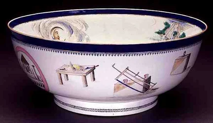 Famille Rose Export Freimaurer-Schale, Qianlong-Periode, 1736-95